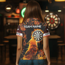 Load image into Gallery viewer, Orange Flame Dartboard Wolf Dart Shirts For Women Custom Dart Jersey Polo &amp; 1/4 Zip, Dart Team Shirts TDM3783