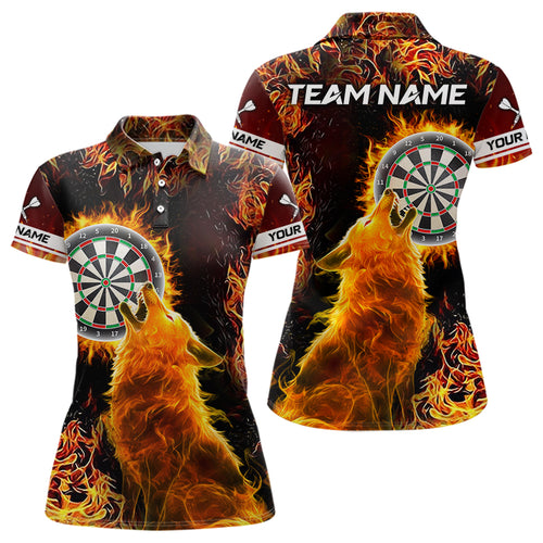 Orange Flame Dartboard Wolf Dart Shirts For Women Custom Dart Jersey Polo & 1/4 Zip, Dart Team Shirts TDM3783
