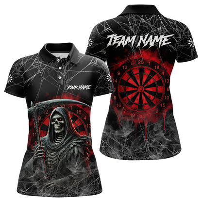 Black And Red Smoke Grim Reaper Funny Dart Shirts For Women Custom Dart Jerseys, Darts Clothing  TDM3785