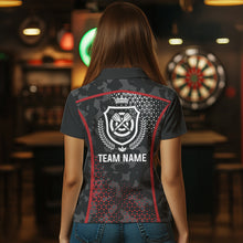 Load image into Gallery viewer, Black And Red Camo Dart Shirt With Pocket Option For Women Custom Darts Jersey TDM3787