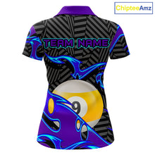 Load image into Gallery viewer, Personalized Blue Purple 9 Ball Pool Billiards Shirts For Women, Billiard Team Jersey Polo &amp; 1/4 Zip TDM6403