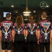Load image into Gallery viewer, Personalized Red Camo Skull Billiard Shirt For Women, 8 Ball Billiard Team Jersey Polo &amp; 1/4 Zip TDM6400