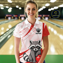 Load image into Gallery viewer, Custom Red Funny Raccoon Bowling Jersey For Women Custom Bowling Shirts Team Polo &amp; Quarter Zip TDM6592