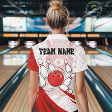 Load image into Gallery viewer, Custom Red Funny Raccoon Bowling Jersey For Women Custom Bowling Shirts Team Polo &amp; Quarter Zip TDM6592