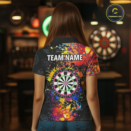 Grunge Colorful Paint Women Dart Shirts With Pocket Custom Darts Team Jersey TDM1894