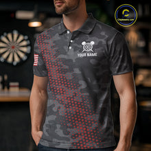 Load image into Gallery viewer, Red And Grey Camo Darts Shirt For Men Custom Camouflage Darts Team Jerseys Polo &amp; Quarter Zip TDM4432