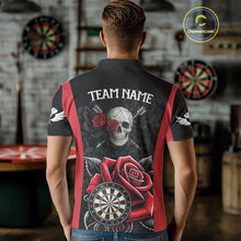 Load image into Gallery viewer, Black And Red Dartboard Roses And Skull Darts Shirt For Men Custom Darts Jersey Outfit, Dart Gift TDM4433
