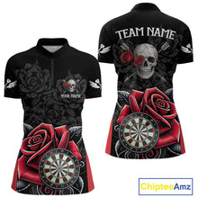 Load image into Gallery viewer, Black And Red Dartboard Roses And Skull Darts Shirt For Women Custom Darts Jersey Outfit, Dart Gift TDM4433