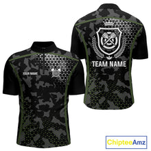Load image into Gallery viewer, Black &amp; Military Camo Darts Shirt For Men Custom Dart Jersey Pocket Option TDM4652