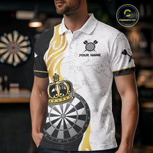 Load image into Gallery viewer, Personalized Dartboard Crown Gold Darts Shirt For Men Custom Darts Team Jersey Polo &amp; 1/4 Zip TDM4653