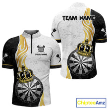 Load image into Gallery viewer, Personalized Dartboard Crown Gold Darts Shirt For Men Custom Darts Team Jersey Polo &amp; 1/4 Zip TDM4653