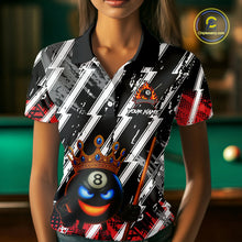 Load image into Gallery viewer, Funny 8 Ball Pool Crown Billiard Shirt For Women Custom Billiard Jersey Team Polo &amp; 1/4 Zip |Red TDM5081