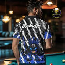 Load image into Gallery viewer, Funny 8 Ball Pool Crown Billiard Shirt For Men Custom Billiard Jersey Team Polo &amp; 1/4 Zip |Blue TDM5082
