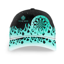 Load image into Gallery viewer, Turquoise Dartboard Fire Flame Darts Cap Custom 3D Baseball Darts Hats Gifts For Darts Player TDM3059