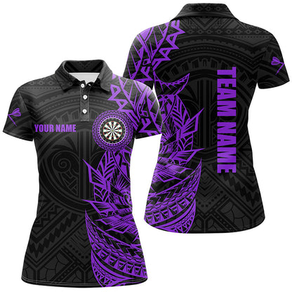 Personalized Purple Tribal Darts Polo & Quarter Zip Custom Dart Shirts For Women Dart Jerseys TDM3061