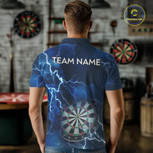 Load image into Gallery viewer, Custom Lightning Blue Darts Shirt With Pocket Option For Men, Darts Jersey TDM5551