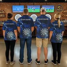 Load image into Gallery viewer, Custom Lightning Blue Darts Shirt With Pocket Option For Men, Darts Jersey TDM5551