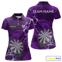 Load image into Gallery viewer, Custom Lightning Purple Darts Shirt With Pocket Option For Women, Darts Jersey TDM5552