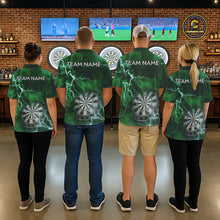 Load image into Gallery viewer, Custom Lightning Green Darts Shirt With Pocket Option For Men, Darts Jersey TDM5553