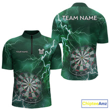Load image into Gallery viewer, Custom Lightning Green Darts Shirt With Pocket Option For Men, Darts Jersey TDM5553