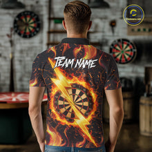 Load image into Gallery viewer, Personalized Dartboard Fire Flame Gold Thunder Men's Darts Shirt Custom Darts Team Jersey TDM5556