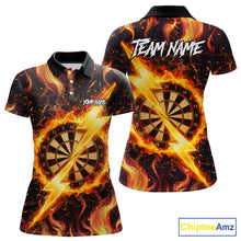 Load image into Gallery viewer, Personalized Dartboard Fire Flame Gold Thunder Women's Darts Shirt Custom Darts Team Jersey TDM5556