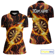 Load image into Gallery viewer, Personalized Dartboard Fire Flame Gold Thunder Women's Darts Shirt Custom Darts Team Jersey TDM5556