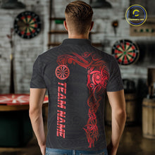 Load image into Gallery viewer, Personalized Black And Red Tribal Darts Shirt For Men Custom Darts Jersey Team Polo &amp; Quarter Zip TDM5558
