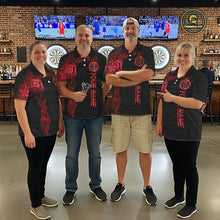 Load image into Gallery viewer, Personalized Black And Red Tribal Darts Shirt For Men Custom Darts Jersey Team Polo &amp; Quarter Zip TDM5558