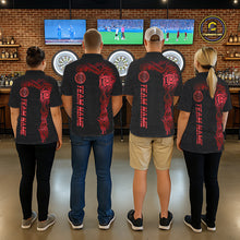 Load image into Gallery viewer, Personalized Black And Red Tribal Darts Shirt For Men Custom Darts Jersey Team Polo &amp; Quarter Zip TDM5558