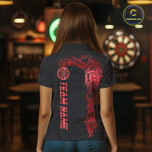 Load image into Gallery viewer, Personalized Black And Red Tribal Darts Shirt For Women Custom Darts Jersey Team Polo &amp; Quarter Zip TDM5558