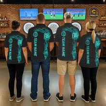 Load image into Gallery viewer, Black And Turquoise Tribal Darts Shirt For Men Custom Darts Jersey Team Polo &amp; Quarter Zip TDM5559