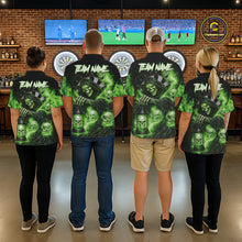 Load image into Gallery viewer, Green Grim Reaper Flame Darts Shirt For Women Custom Skull Darts League Jersey Team Polo &amp; 1/4 Zip TDM5561