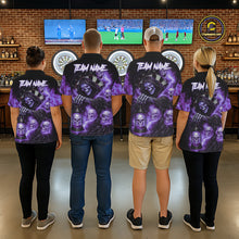 Load image into Gallery viewer, Purple Grim Reaper Flame Darts Shirt For Women Custom Skull Darts League Jersey Team Polo &amp; 1/4 Zip TDM5562
