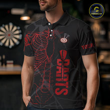 Load image into Gallery viewer, Black And Red Funny Skeleton Darts Polo &amp; 1/4 Zip Custom Darts Shirt For Men Darts Team Jersey TDM5800