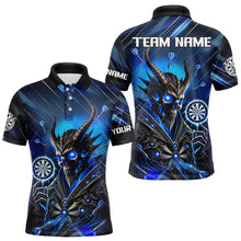 Load image into Gallery viewer, Personalized Blue Glowing Grim Reaper Dart Shirt Polo, Quarter Zip For Men Custom Skull Dart Jersey TDM3640