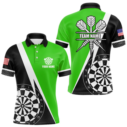 Black And Green Grunge Dartboard Men Darts Polo & Quarter Zip For Men Custom Dart Jersey Uniform TDM3644