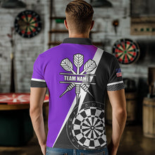 Load image into Gallery viewer, Black And Purple Grunge Dartboard Men Darts Polo &amp; Quarter Zip For Men Custom Dart Jersey Uniform TDM3645