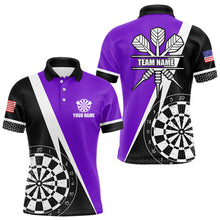 Load image into Gallery viewer, Black And Purple Grunge Dartboard Men Darts Polo &amp; Quarter Zip For Men Custom Dart Jersey Uniform TDM3645