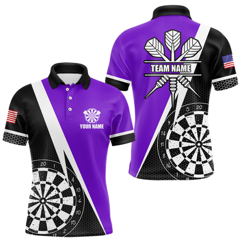 Black And Purple Grunge Dartboard Men Darts Polo & Quarter Zip For Men Custom Dart Jersey Uniform TDM3645