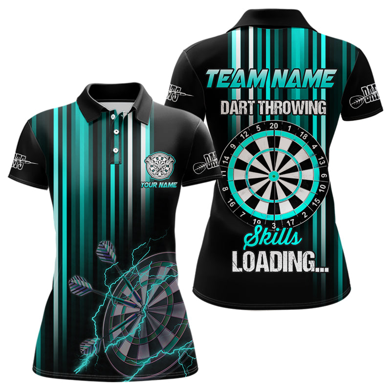 Turquoise Throwing Skills Loading Custom Dart Shirt For Women, Pocket Option TDM3789