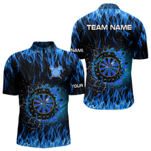 Load image into Gallery viewer, Blue Flaming Dart Shirt With Pocket Option For Men Custom Dart Team Jersey TDM3791