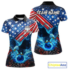 Load image into Gallery viewer, Bowling Jersey with American flag design and eagle graphics, featuring customizable your name &amp; team name