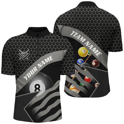 Black Billiard Jerseys For Men Custom Name 3D Printed 8 Ball Pool Team League Billiard Shirts TDM1900