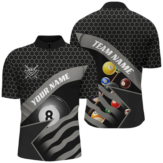 Black Billiard Jerseys For Men Custom Name 3D Printed 8 Ball Pool Team League Billiard Shirts TDM1900