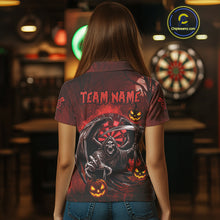 Load image into Gallery viewer, Funny Red Grim Reaper Halloween Darts Shirt For Women Custom Darts Jersey Team Polo &amp; Quarter Zip TDM4665