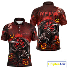 Load image into Gallery viewer, Funny Red Grim Reaper Halloween Darts Shirt For Men Custom Darts Jersey Team Polo &amp; Quarter Zip TDM4665