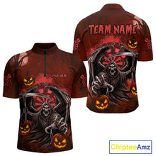 Load image into Gallery viewer, Funny Red Grim Reaper Halloween Darts Shirt For Men Custom Darts Jersey Team Polo &amp; Quarter Zip TDM4665