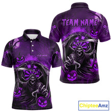 Load image into Gallery viewer, Funny Purple Grim Reaper Halloween Darts Shirt For Men Custom Darts Jersey Team Polo &amp; Quarter Zip TDM4667