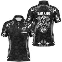 Load image into Gallery viewer, Black Grey Grim Reaper Skull Pattern Custom Darts Shirts For Men,  Darts Team Jerseys TDM2594